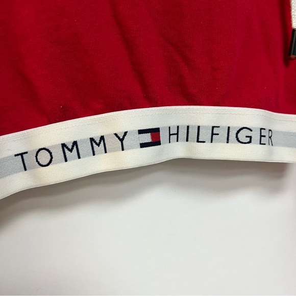 Tommy Hilfiger Cropped Sweatshirt Hoodie Red White Blue athletic 90s Style XS - Picture 5 of 9